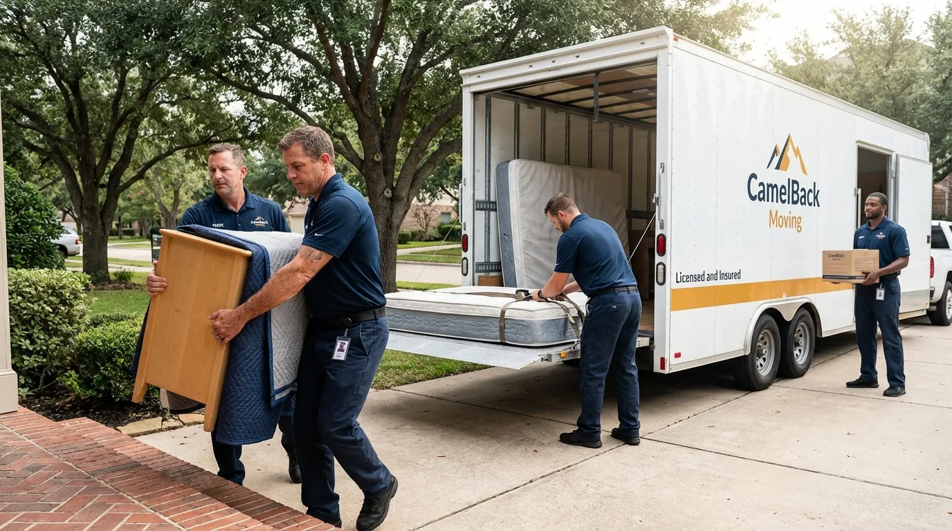 Crew loading residential truck for cross-state move from Durant, MS