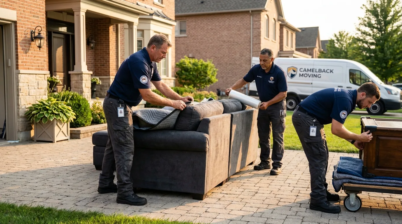 Large estate moving crew wrapping furniture in Durant, MS